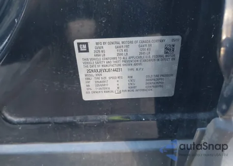 2018 Chevrolet Equinox Lt из США, поврежденный, VIN 2GNAXJEVXJ6144231